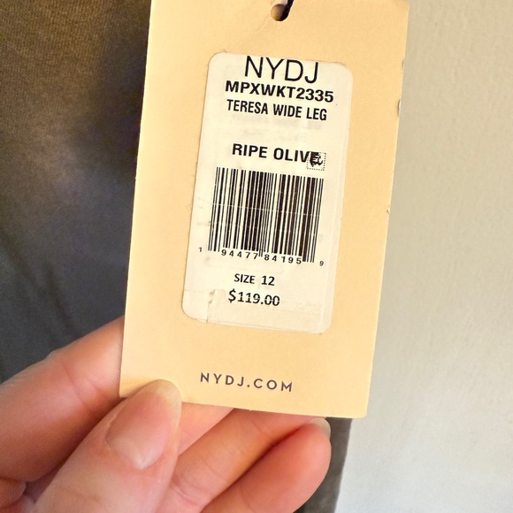 NYDJ NWT Olive Green Wide-Leg Jeans - Picture 4 of 7